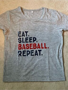 Kids "Eat. Sleep. Baseball. Repeat." Short Sleeve Tee - Gray